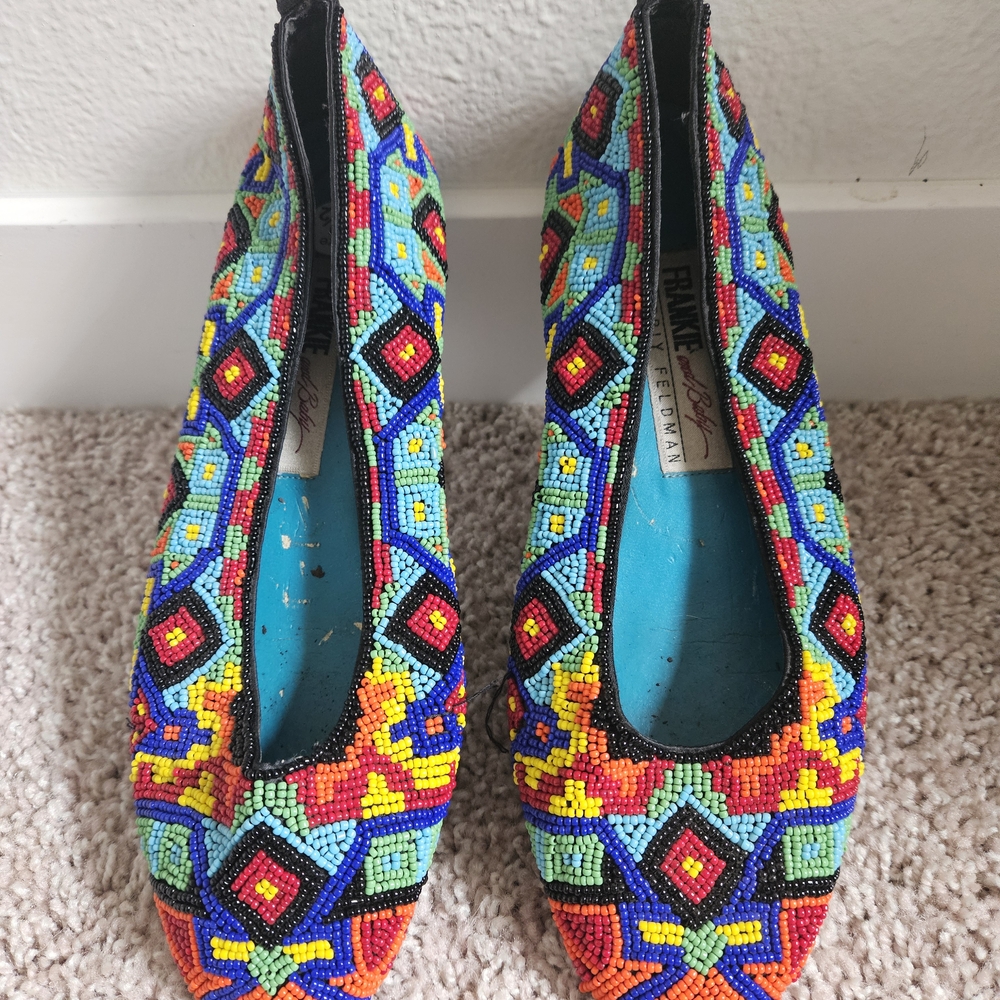Beverly Feldman Multicolor Beaded Flats
